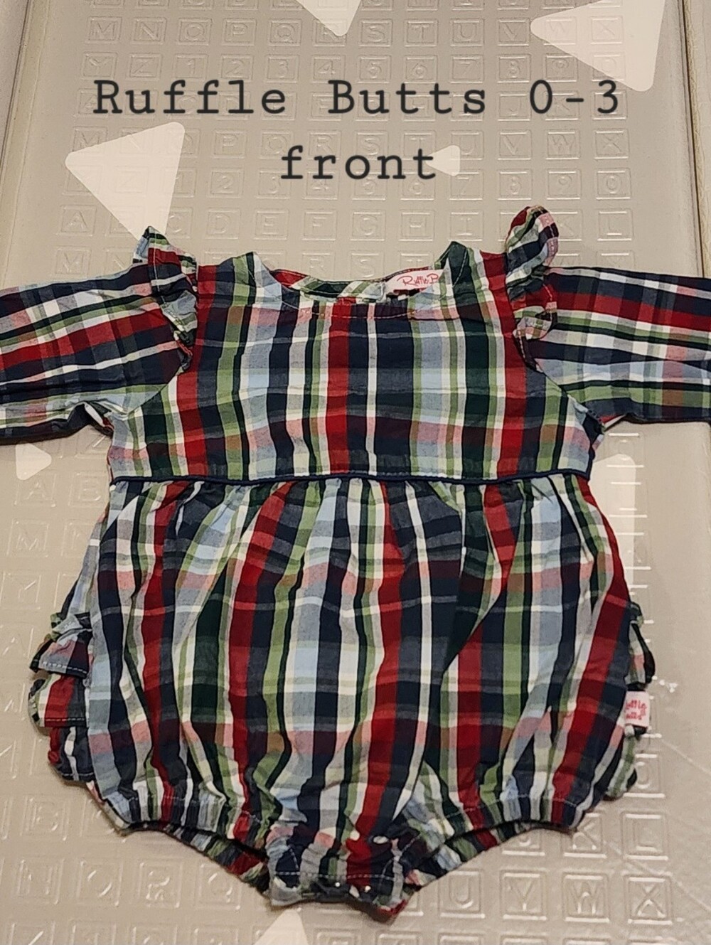 Ruffle Butts Plaid Romper in Red, Green, Navy 0-3